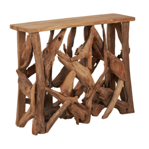 Console rectangulaire L. 98 cm en bois de teck avec plateau – BERLIOZ