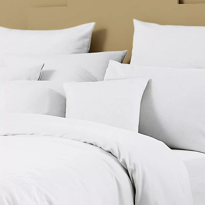 Taie d'oreiller lin & coton 160 g/m² uni blanc Le metis francais neige