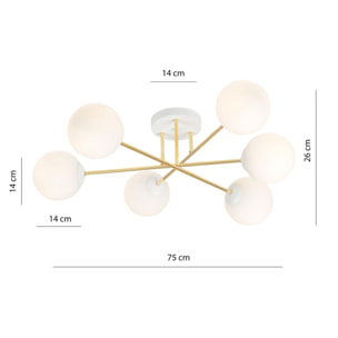 Lampada a sospensione Magnum con struttura oro e sfere in vetro