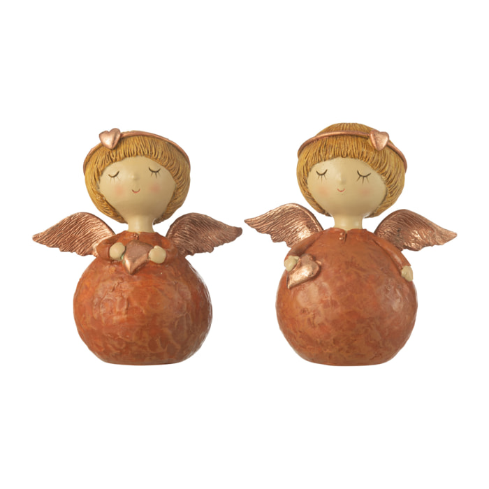 J-Line figurine Ange Coeur - polyrésine - cuivre - medium - 2 pcs