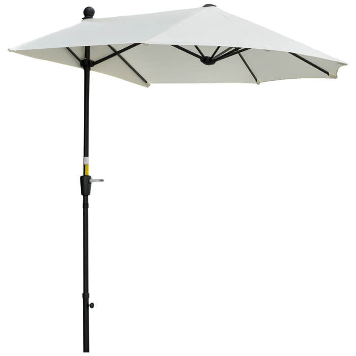 Sombrilla de Pared de Jardín 200x190x240 cm Parasol con Manivela Poste de Acero y Base Cruzada Protección Solar para Terraza Balcón Exterior Crema