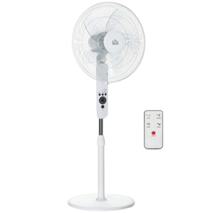 Ventilateur sur pied Ø 44 cm hauteur réglable oscillant silencieux 45 W avec télécommande minuterie 3 modes 3 vitesses blanc