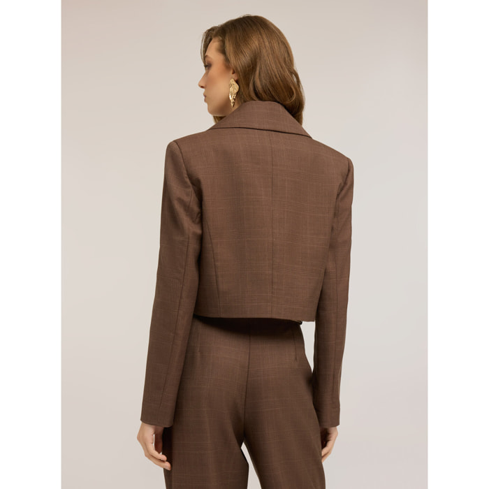 Motivi - Giacca spencer fantasia check - Marrone