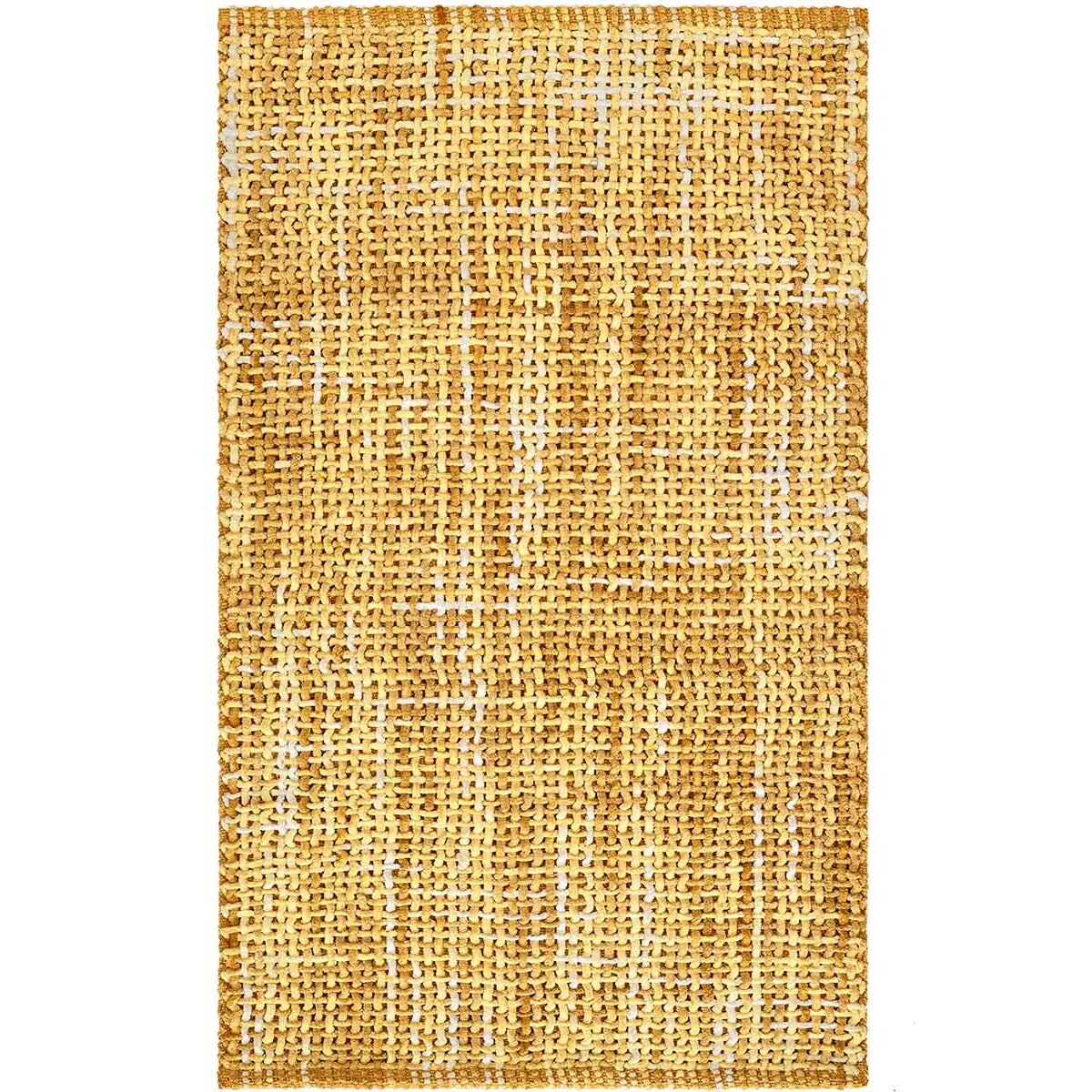 Tris tappeti bagno CRAZY GIALLO ORO in microfibra misto cotone, morbido antiscivolo lavabile in lavatrice, tappetino lavabo sanitari bagno