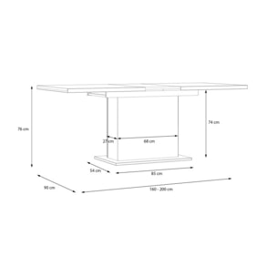 Table à manger extensible décor bois de chêne clair L160/200 cm - PRAO