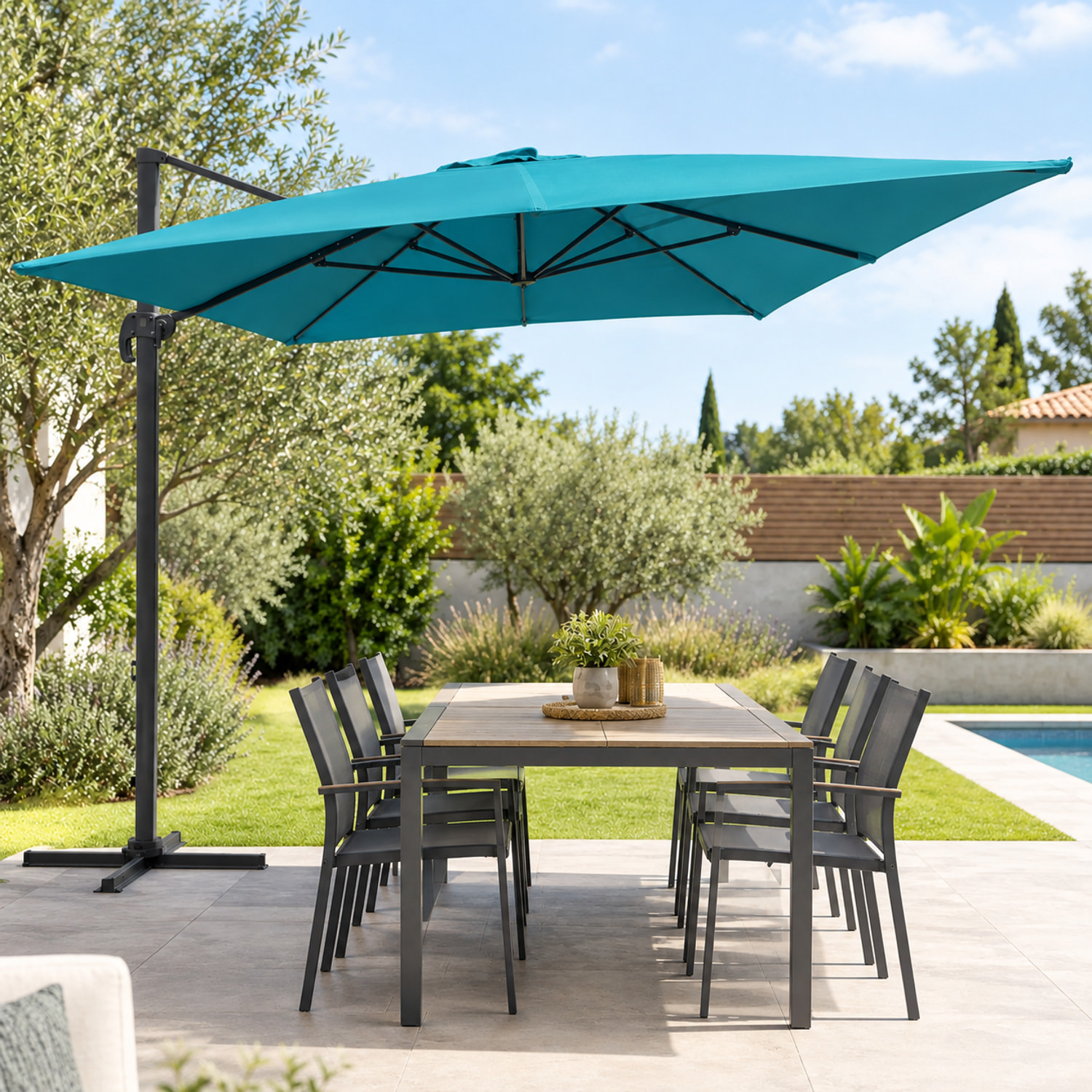 Parasol déporté MOLOKAI rectangulaire avec housse -