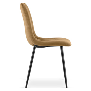 Sedia Lava in velluto marrone con gambe in metallo nero