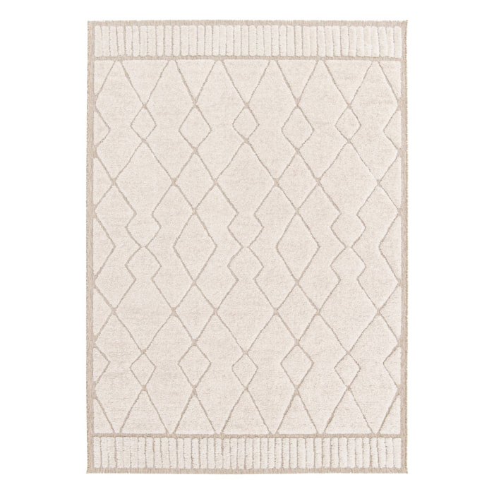 Tapis intérieur motif ethnique berbère beige et créme JUDY