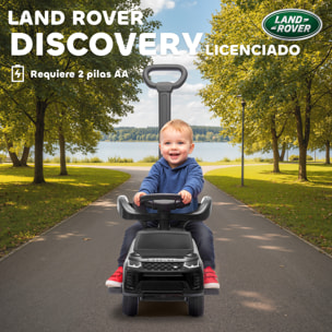 Coche Correpasillos 2 en 1 para Niños de 18-36 Meses LAND ROVER DISCOVERY, Correpasillos con Espacio de Almacenaje, Bocina, Volante, Mango de Empuje y Barandilla Extraíbles, Negro