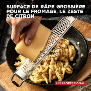 Duo Râpe à zeste longue à gros grain avec couvercle de protection 42 cm et Râpe à parmesan et sa boîte de rangement 19 cm FM Professional Gourmet