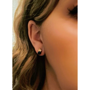 Pack de pendientes flor mini con bolita en plata 10µ y dorado