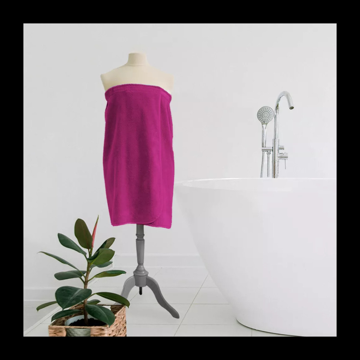 Pareo pur coton 420 g/m² uni rose Elea fuchsia