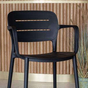 Lot de 4 fauteuils de table noir en polypropylène SUNSET