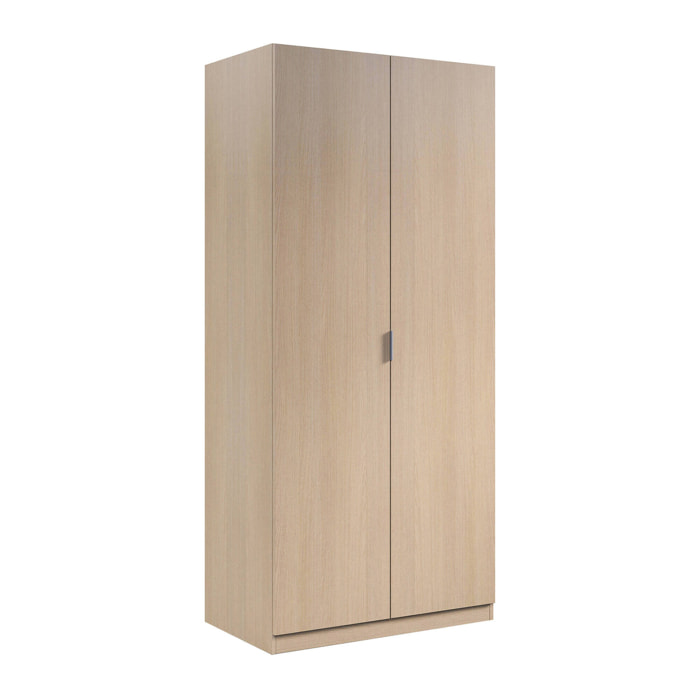 Guardaroba 2 ante Avik, Armadio per camera da letto, Mobile per camera da letto con 1 ripiano e barra appendiabiti, 82x52h180 cm, Rovere