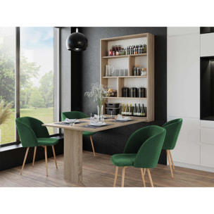 Mondrian - table murale rabattable avec rangements - 4 personnes - Bois