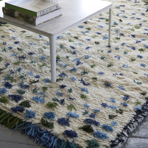 Tapis shaggy fait main en laine motif géométrique ILAL