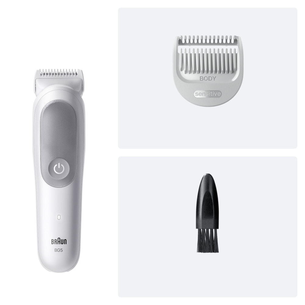 Braun Tondeuse Pour Le Corps Series 5, + 2 Outils De Rasage, Tondez Et Rasez Vos Poils, Étanche, BG5500, Gris