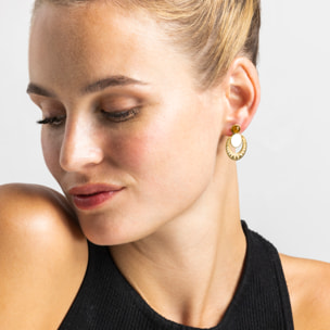 Pendientes con Madreperla Blanca acabado oro 18k