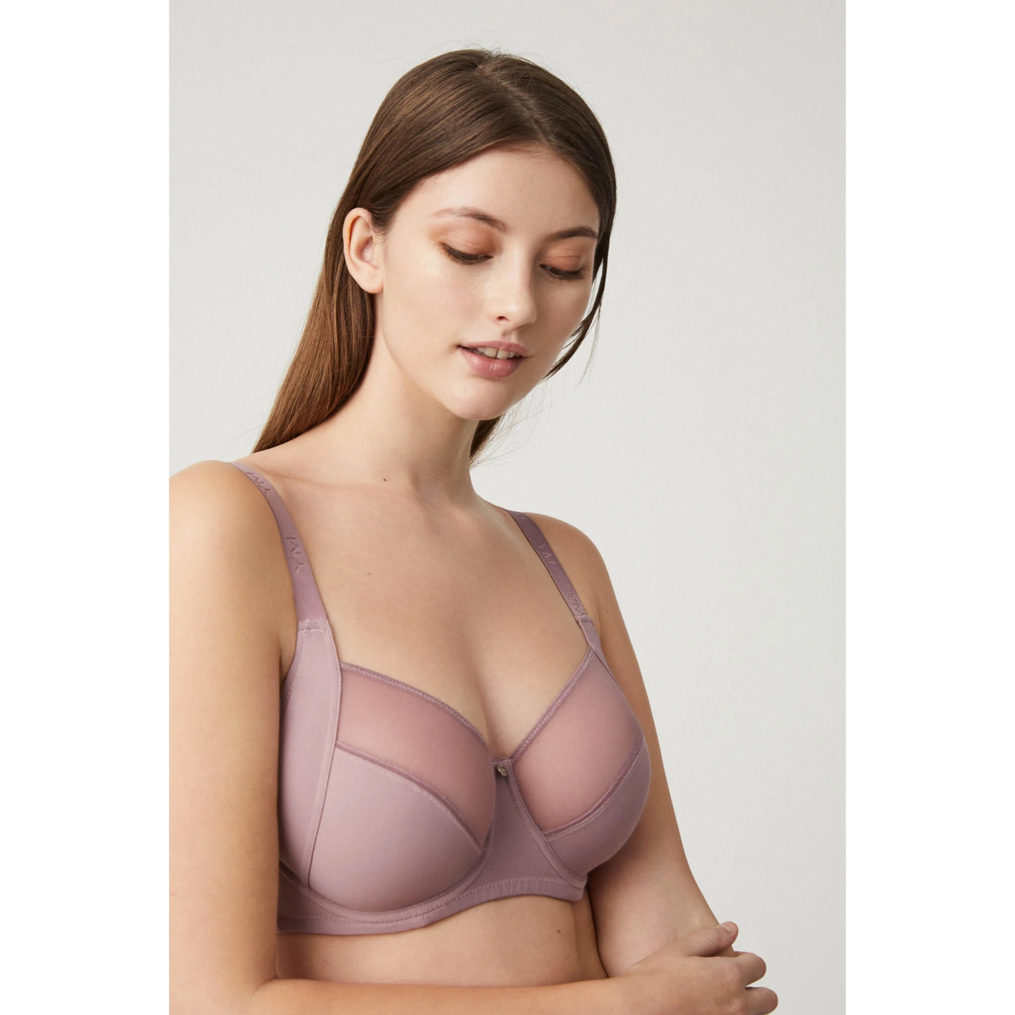 Reggiseno lilla senza ferretto, coppe C, D ed E