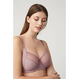 Reggiseno lilla senza ferretto, coppe C, D ed E