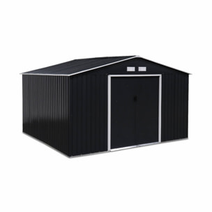 Abri de jardin métal 10,85m² avec kit d'ancrage BOULONNAIS