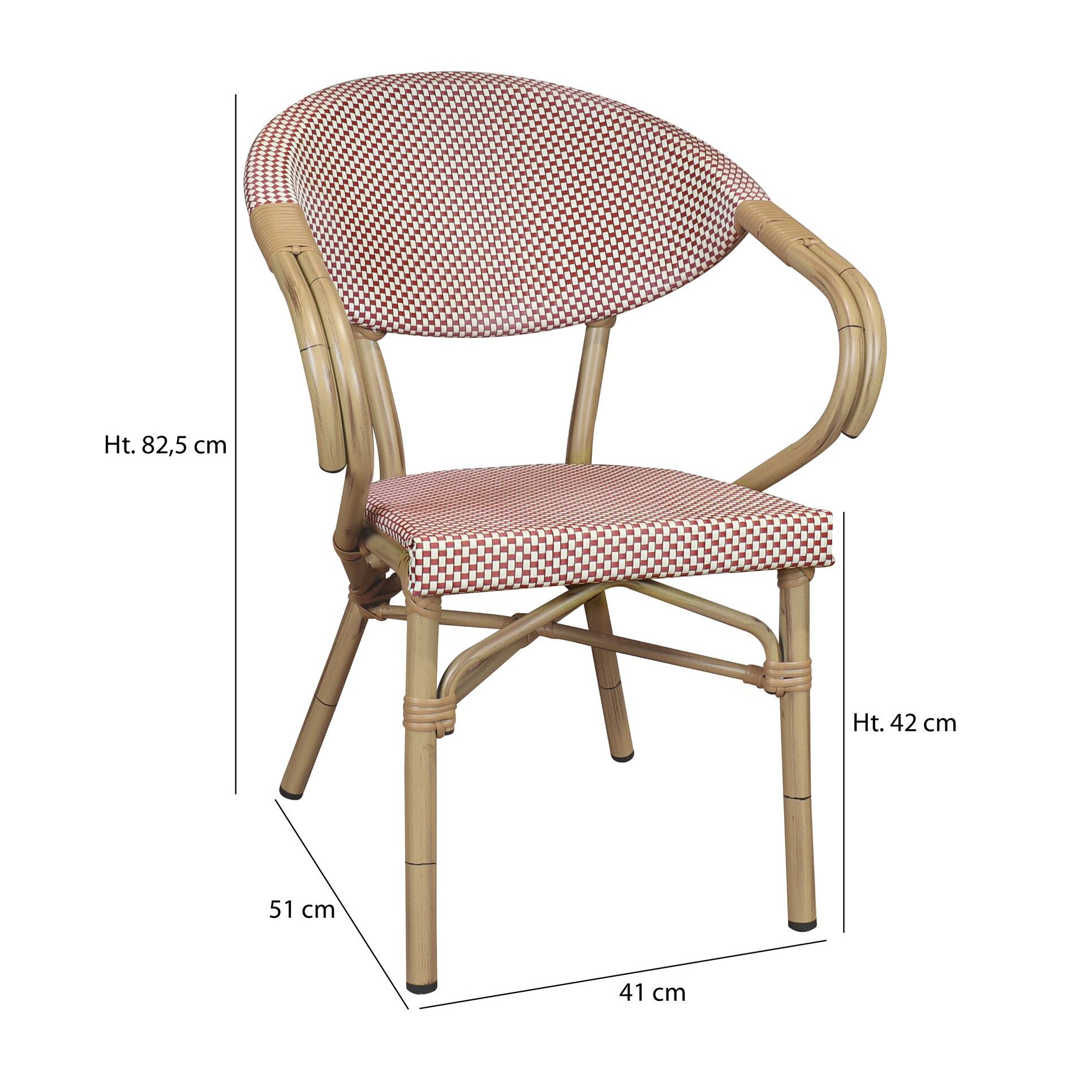 Lot de 2 fauteuils de table extérieur en textilène rouge AMALFI