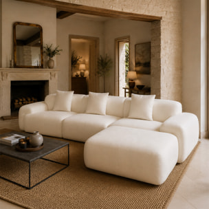 Canapé nuage compressé modulable en tissu chenille beige 4-5 places BURGESS
