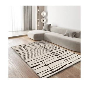 RETRO Alfombra moderna de pelo corto blanco y negro, varias medidas disponibles.