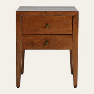 Table de chevet Pikasso -bois massif de mangue-couleur noyer 40 x 50 x 38 cm