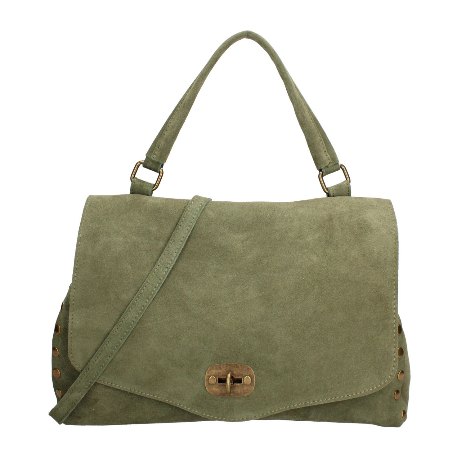 Borsa a mano da donna Made in Italy - Modello Zelia Elite - Pelle scamosciata - 37.0 x 22.0 x 15.0 cm