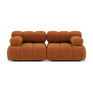 Ruby - canapé droit modulable 2 places en velours texturé - Terracotta