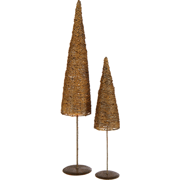 J-Line décoration Sapin De Noël Sur Base - métal/papier - or - large