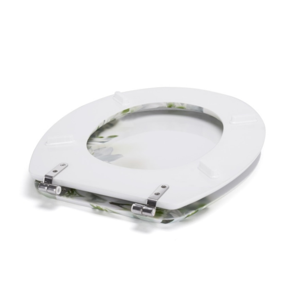 Abattant wc MDF Sofaà¯a à  Motifs Fleurs - Charnières Inox MSV
