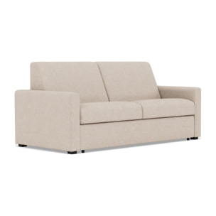 Julia - canapé 3 places convertible couchage quotidien matelas 14 cm en tissu - Beige