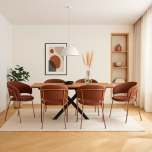 Set 2 poltrone in tessuto bouclé marrone con gambe metallo - Cloud