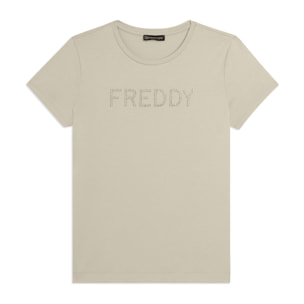 T-shirt manica corta con logo FREDDY in strass