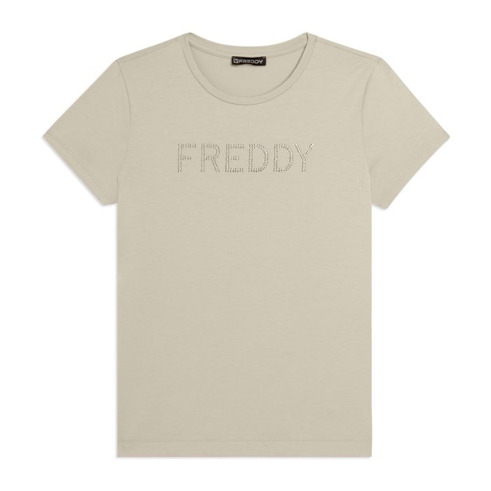 T-shirt manica corta con logo FREDDY in strass