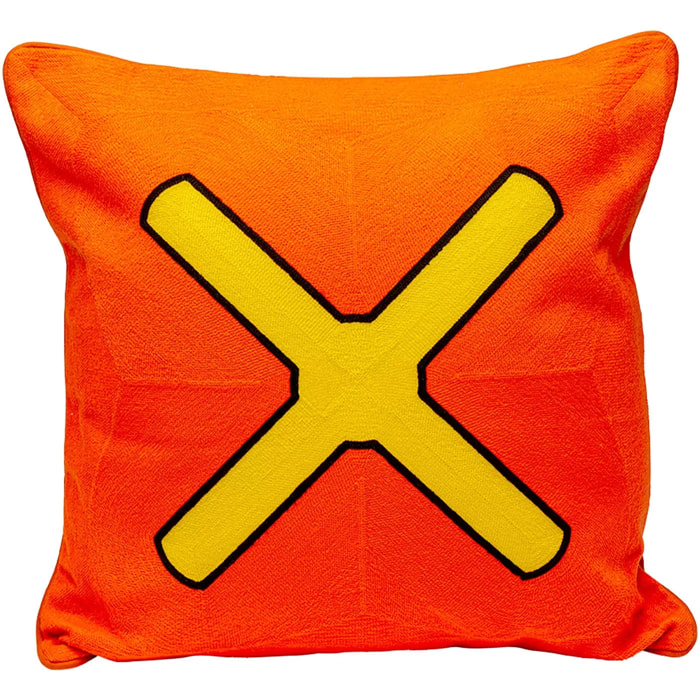 Coussin Icon croix orange et jaune Kare Design