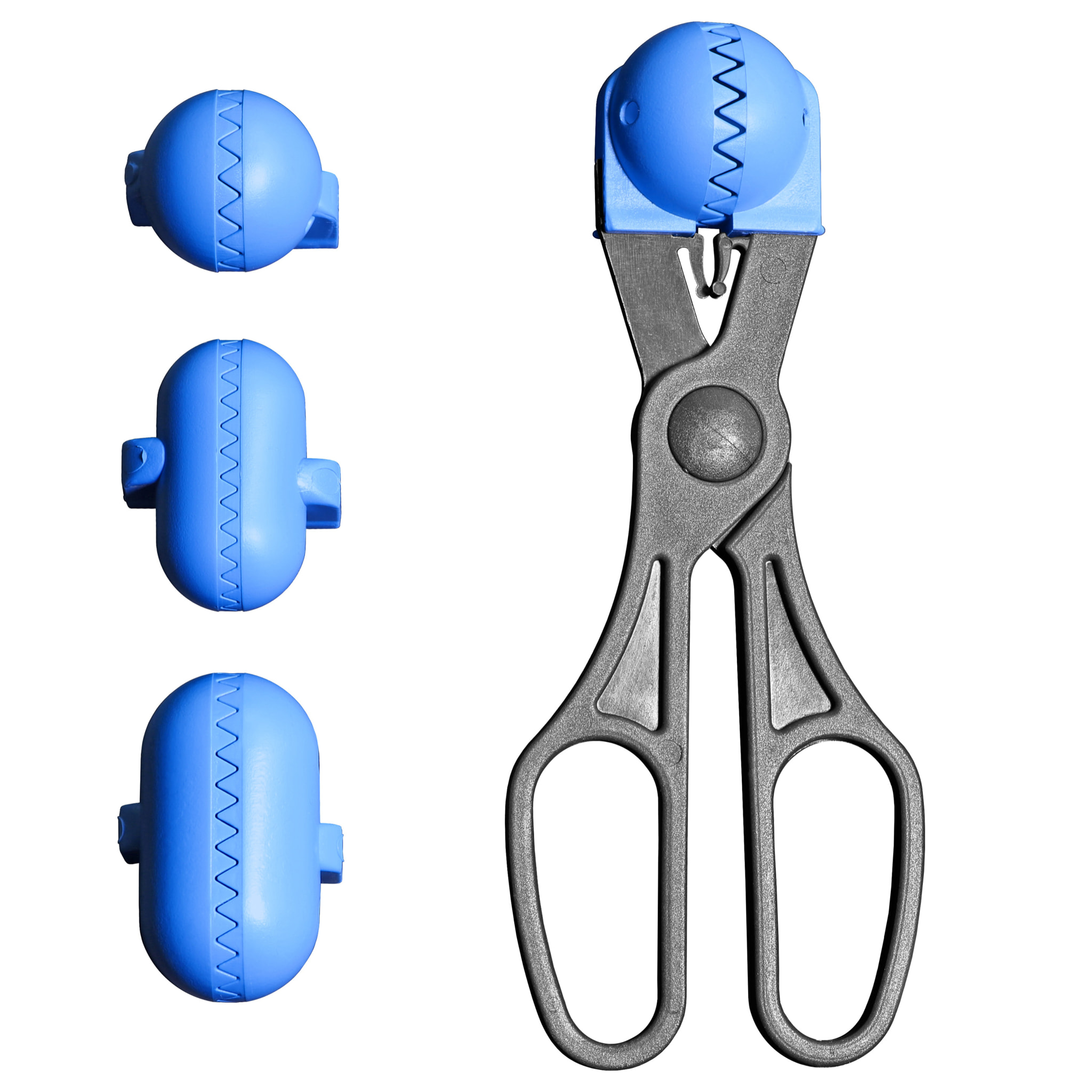 Utensilio multiuso con 4 moldes intercambiables , para croquetas, albóndigas, bolas, sushi, en color azul de plástico - La croquetera: patentado y fab