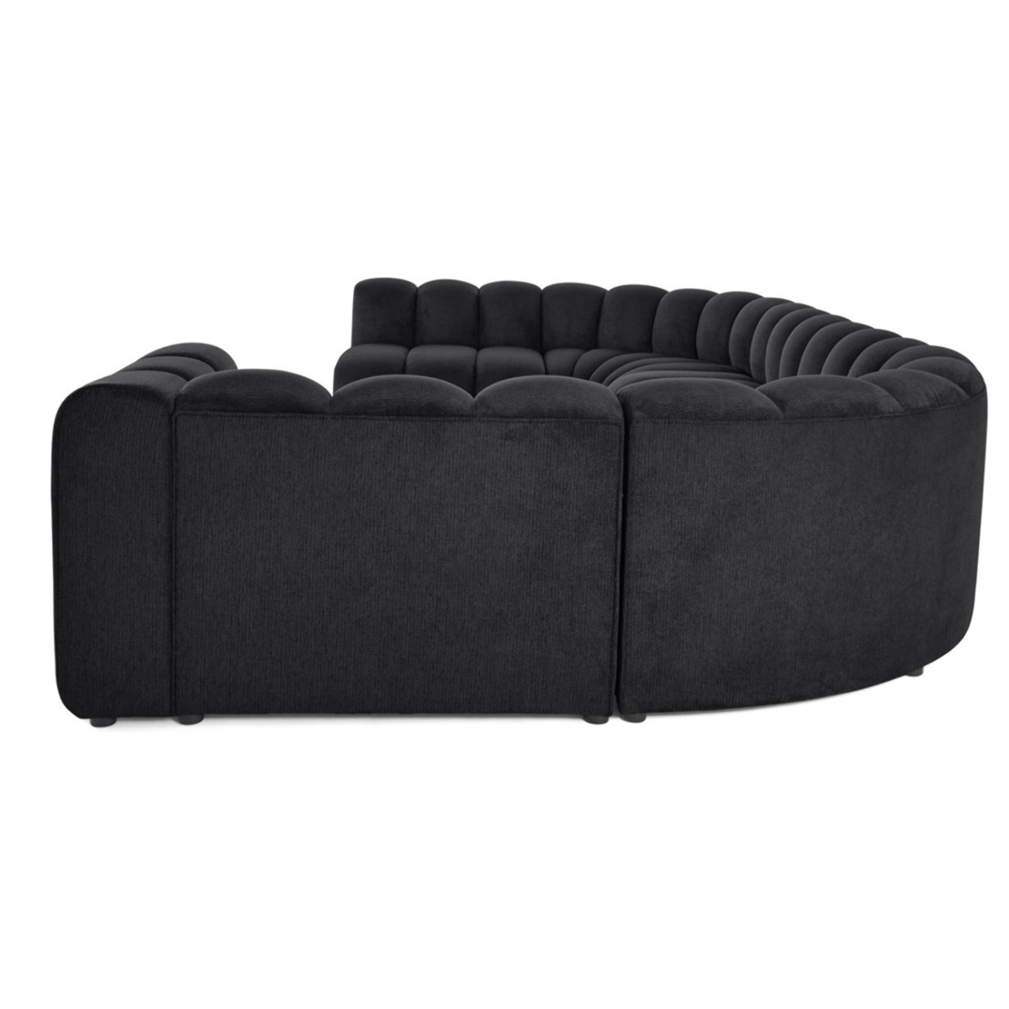 Debbie - canapé modulable panoramique d'angle gauche 7 places en tissu texturé - Noir