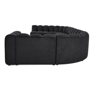 Debbie - canapé modulable panoramique d'angle gauche 7 places en tissu texturé - Noir