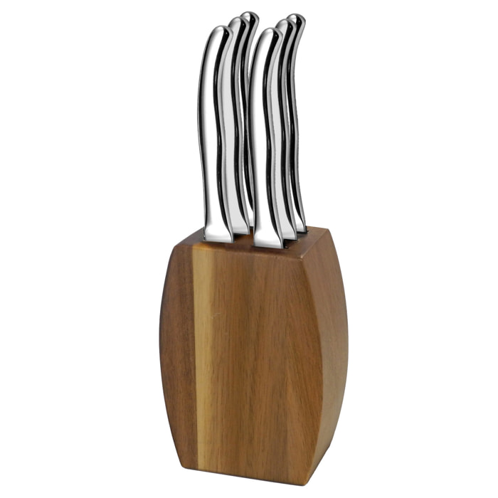 Virgule - Bloc bois d'acacia 6 couteaux steak