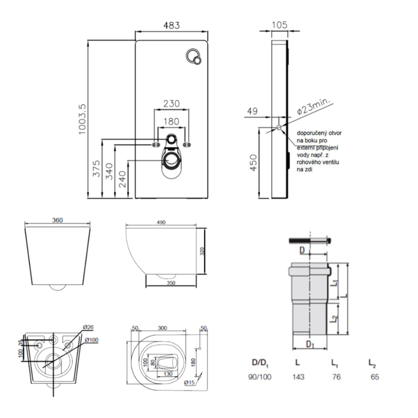 Glass pack WC bâti-support avec plaque de commande + WC suspendu Ceramia sans bride avec abattant SoftClose (STGLWCCEPXWT01-FR)