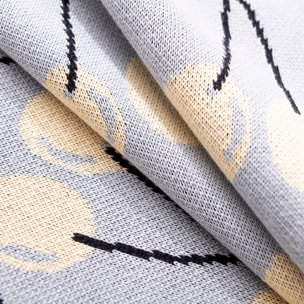 Manta 140x190cm 1000gr 100%acrilico azul con cerezas amarillas benetton fruits