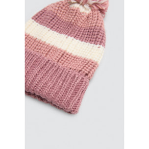 Cappello in maglia con pompon a righe