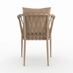 Lot de 2 chaises de jardin en métal et tissu taupe - Dulcy