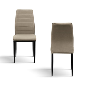 Set di 4 sedie LUBIANA in tessuto beige e gambe in metallo nero opaco