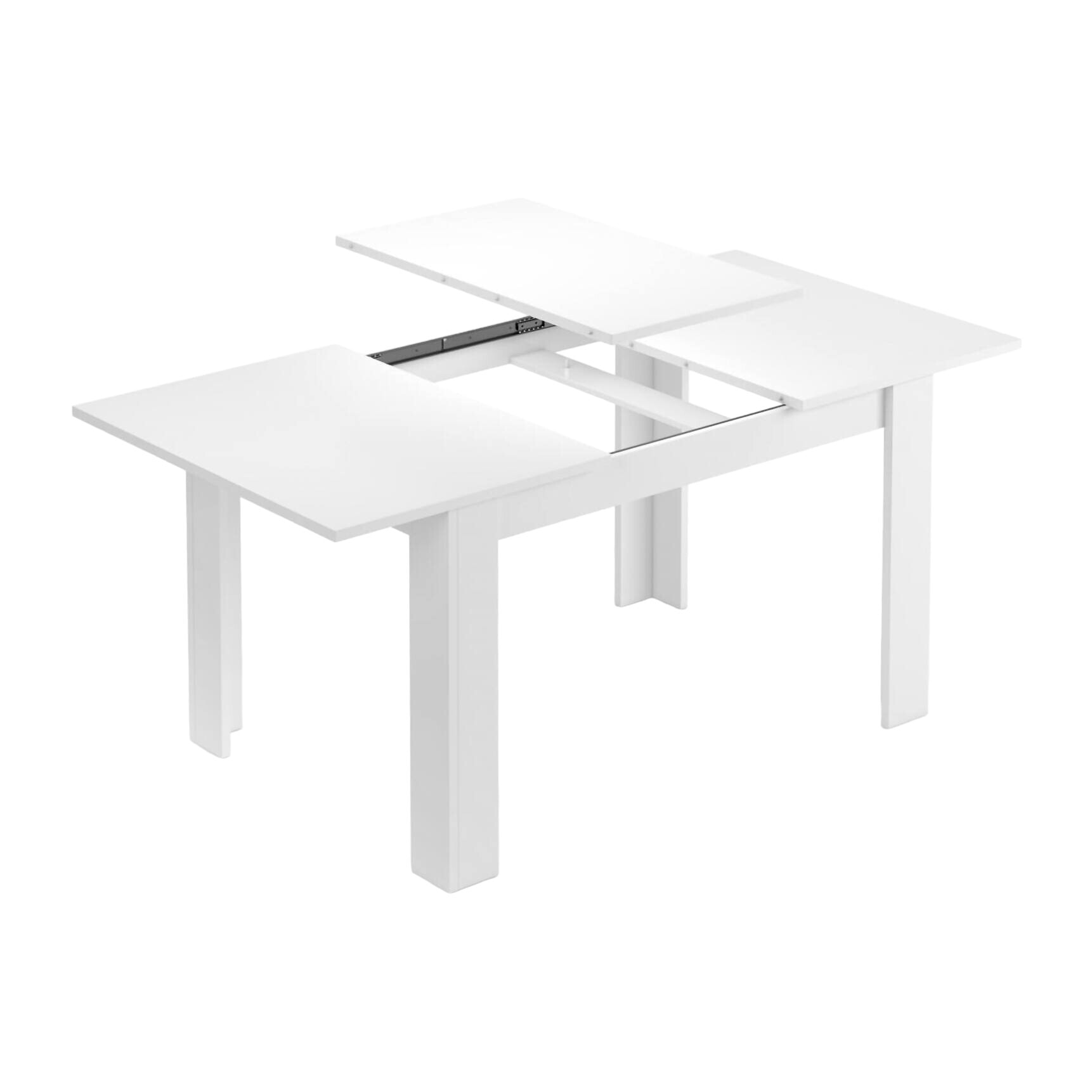 Tavolo allungabile Midland, Tavolo per sala da pranzo allungabile, Tavolo da pranzo estensibile con allunga, cm 140/190x90h78, Bianco