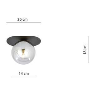 Lampada da soffitto Plaza in acciaio nero e vetro grafite