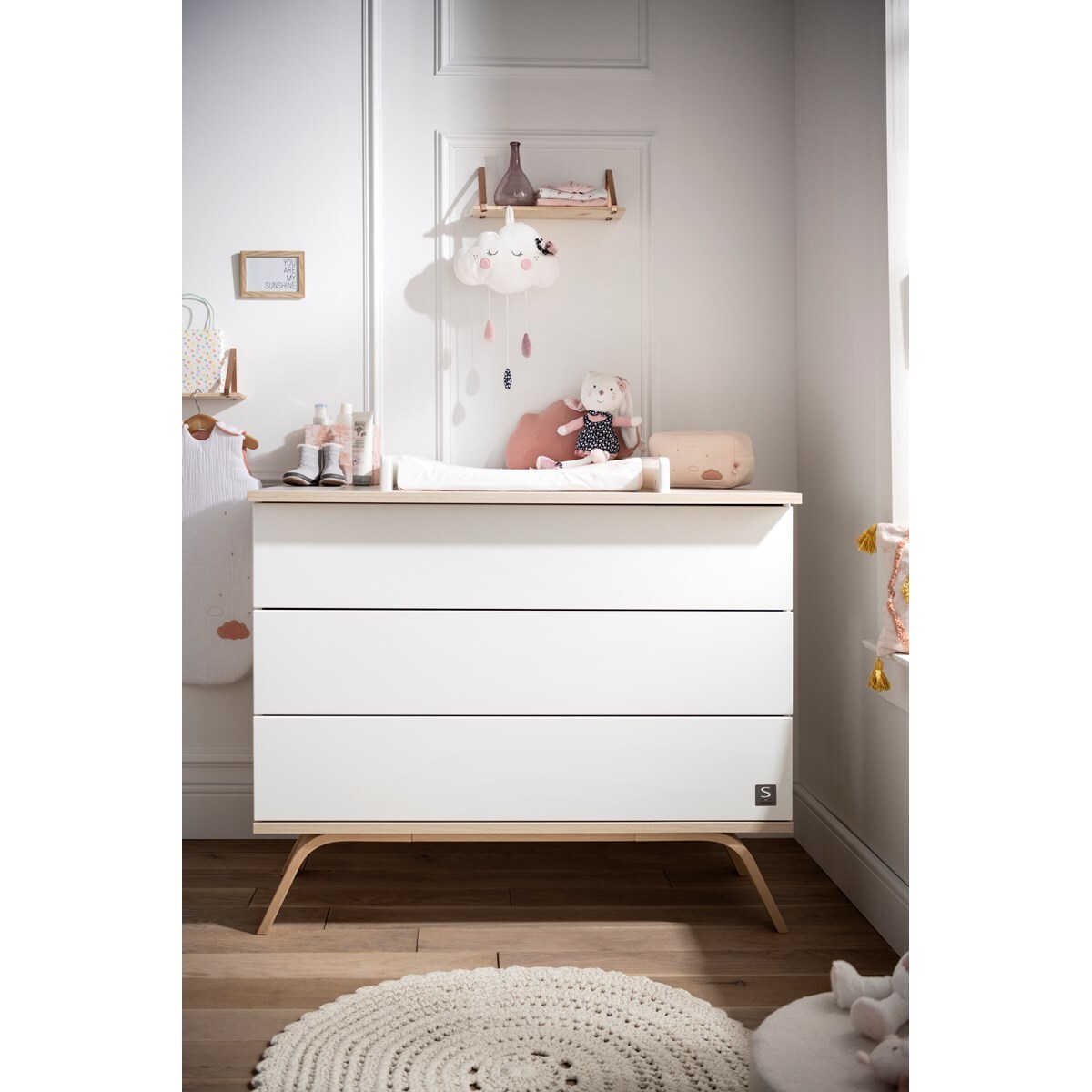 Commode 3 tiroirs en bois blanc